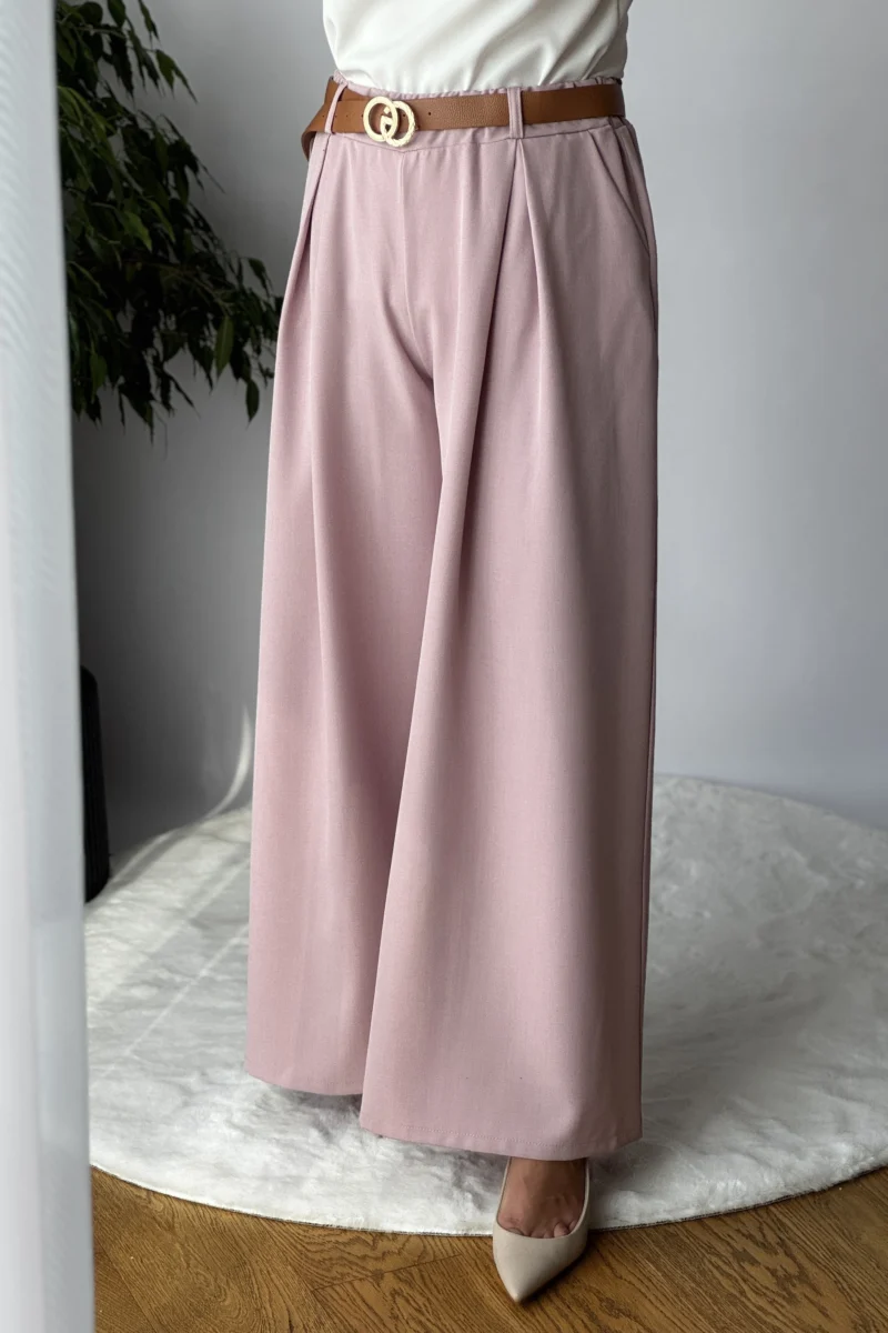 Modne Szerokie Spodnie z Paskiem - spodnie Zosia