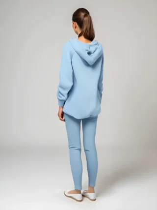 dres aspen niebieski bluza z meszkiem legginsy prążkowane