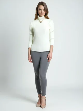 golf prążkowany mila bialy modny stylowy sweter damski