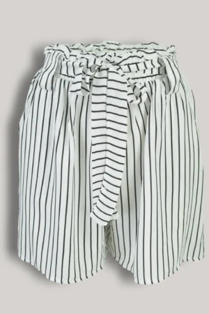 krotkie spodenki damskie cienkie wysoki stan pas kieszenie rose letnie wygodne biały