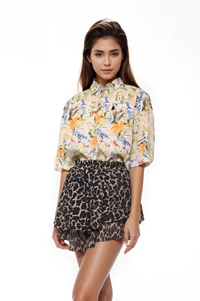 spódniczka maria panterka dwuwarstwowa falbaniasta stylowa letnia