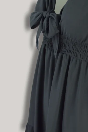 sukienka ivory beżowa letnia z wiazaniem na plaze krótkie ramiączka