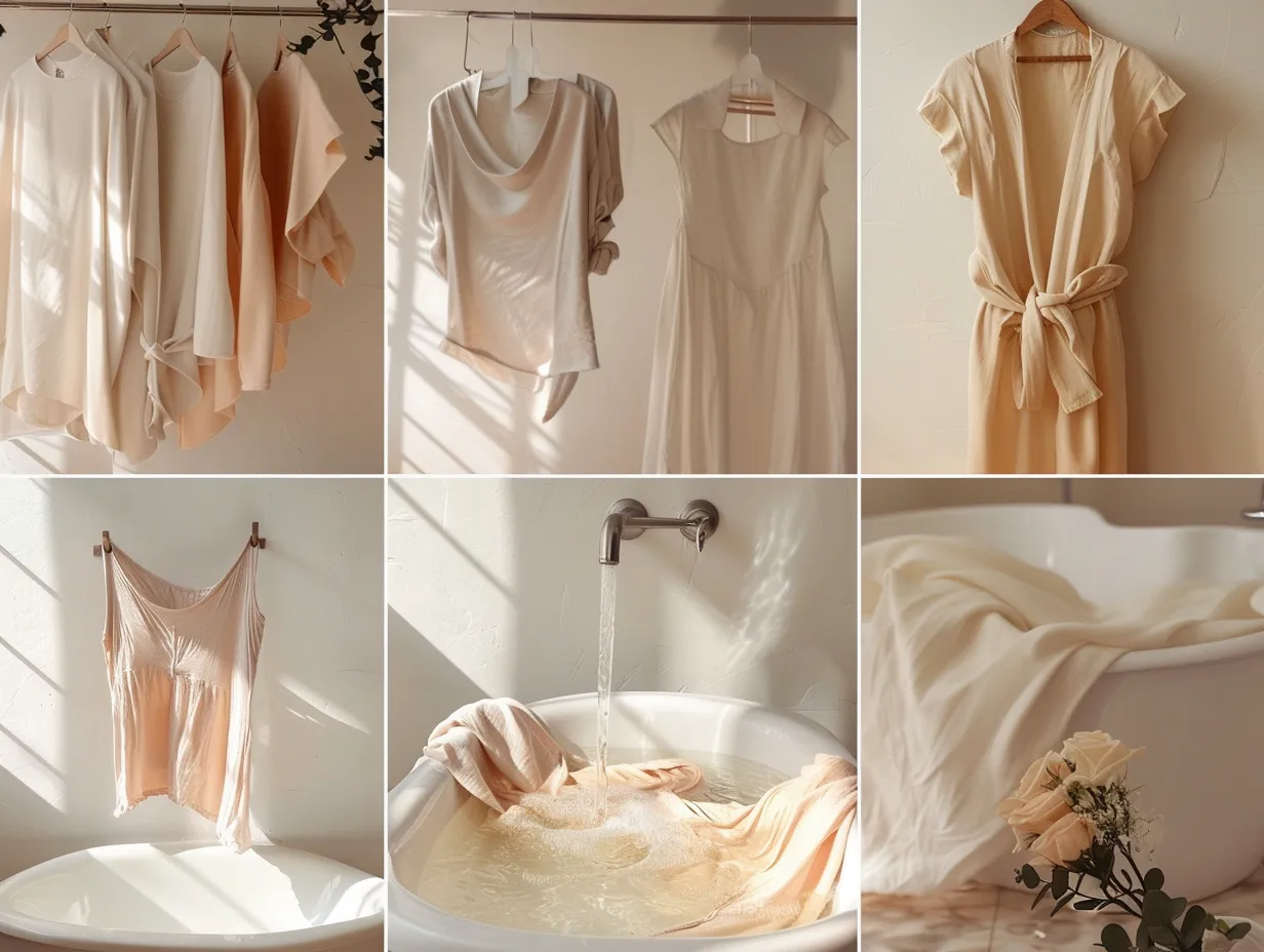 Przewodnik prania różnych materiałów - bawełniane t-shirty w pralce, lniana sukienka susząca się, wełniany sweter na płasko