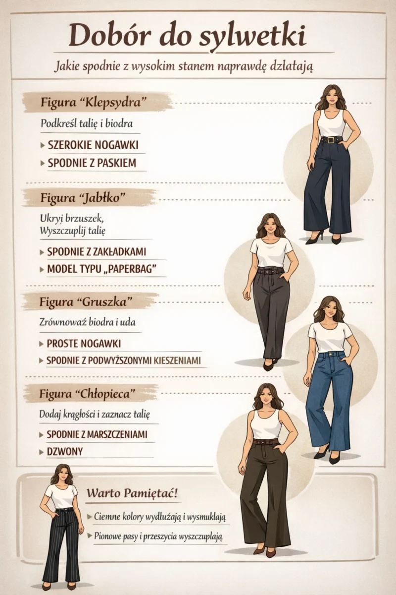 Spodnie z wysokim stanem — dla kogo są najlepsze ? 14 Dobór do sylwetki - spodnie wysoki stan